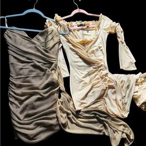 Windsor Metallic Gold Ruched Dress Bundle